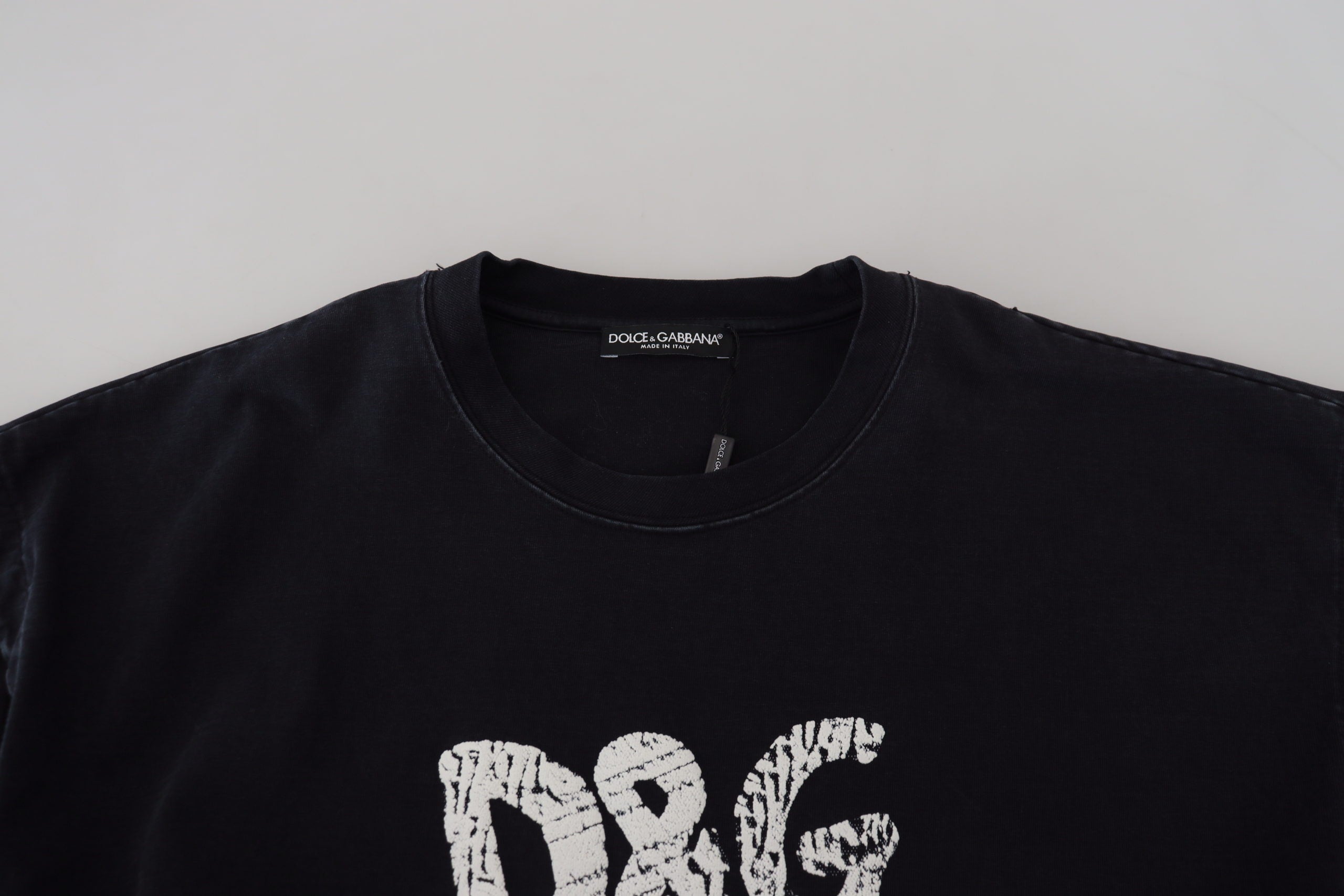 T-shirt noir Dolce & Gabbana D&G en coton à col rond, style mode, vue de face.