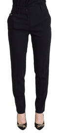 Pantalon noir taille haute pour femmes de Dolce & Gabbana, coupe élégante et tissu fluide visible dans l'image.