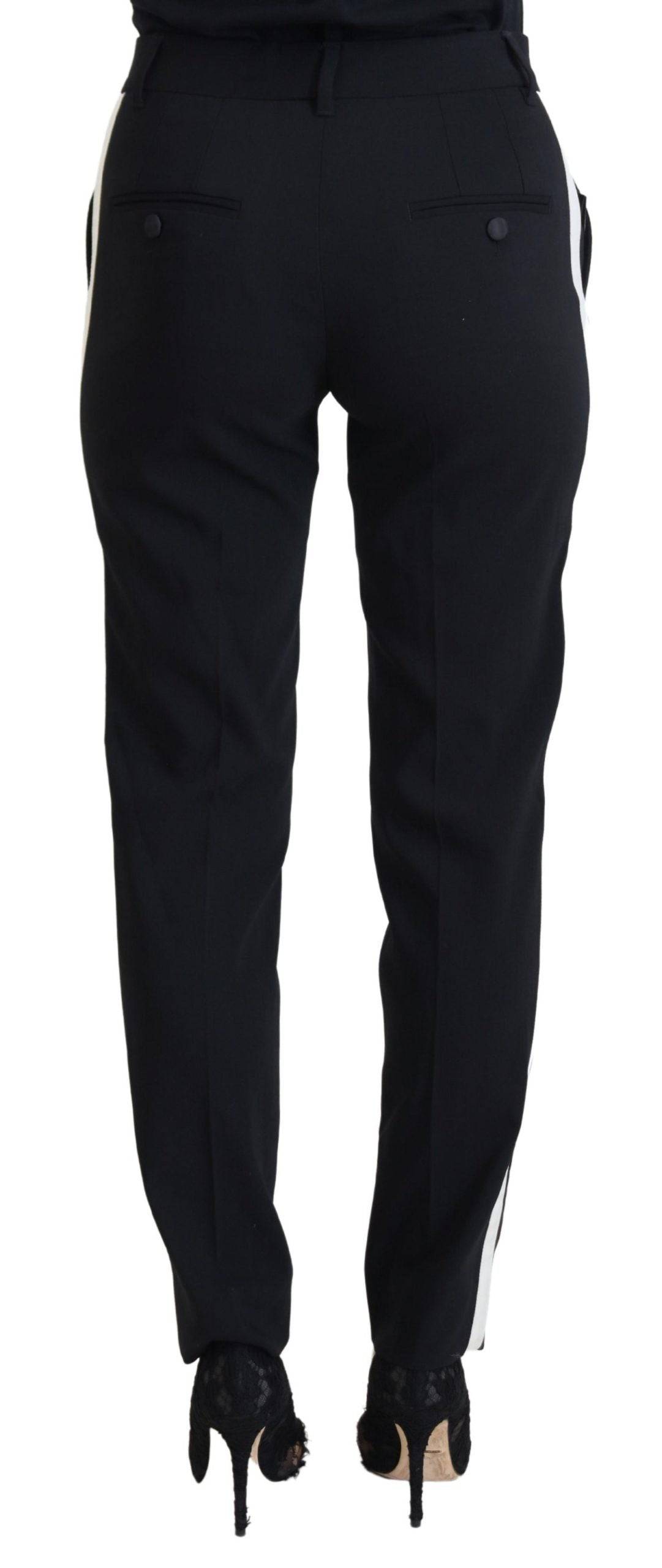 Pantalon noir taille haute pour femmes de la marque Dolce & Gabbana, coupe élégante et tissu fluide.