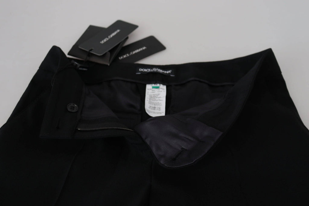 Pantalon noir taille haute pour femmes de Dolce & Gabbana, coupe élégante et moderne, en tissu fluide.