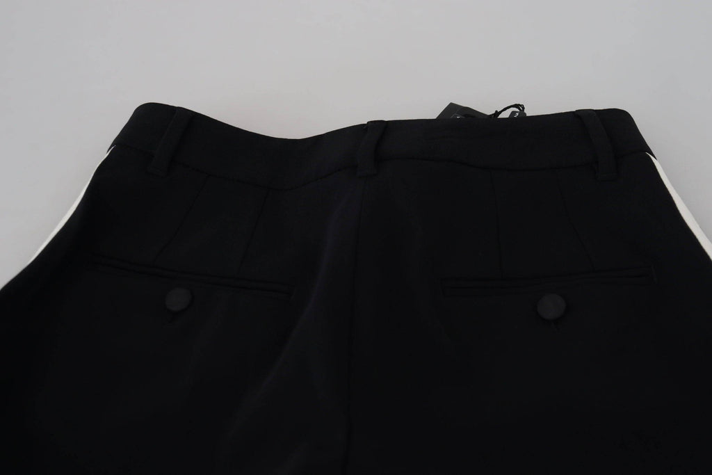 Pantalon noir à taille haute pour femme de Dolce & Gabbana, coupe élégante et tissu fluide.