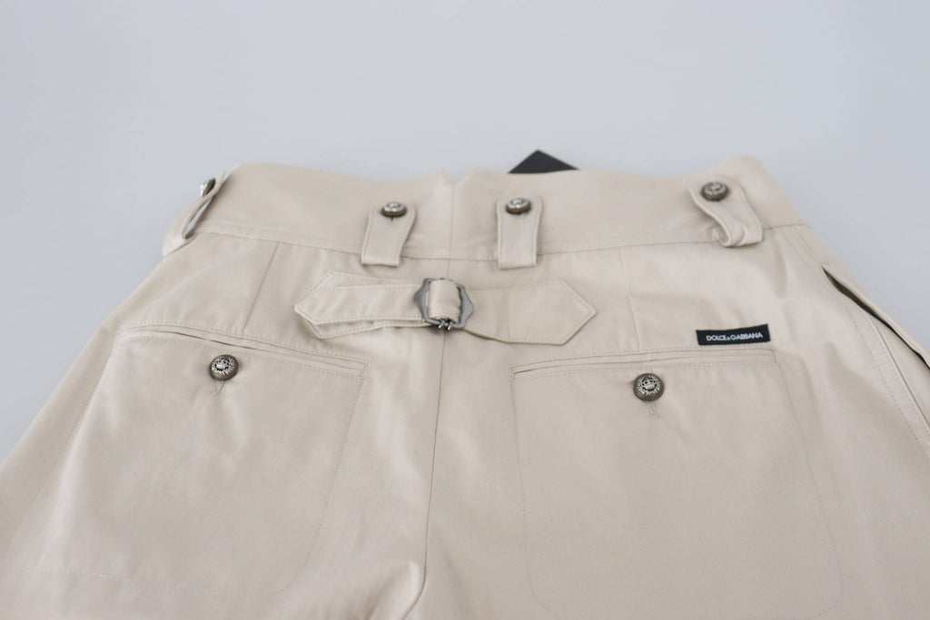 Pantalon beige taille haute pour femmes de Dolce & Gabbana, coupe élégante et tissu fluide.