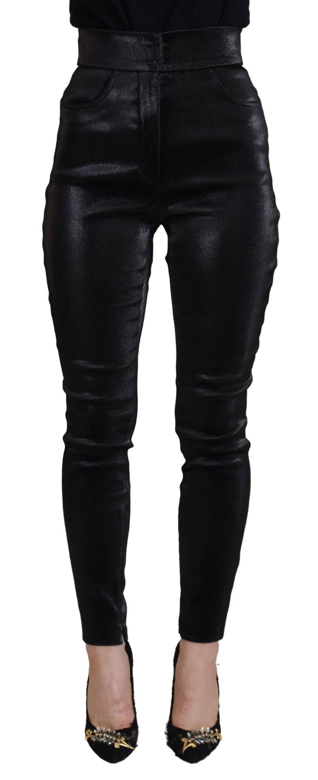 Jeans skinny en denim en coton lavé noir de Dolce & Gabbana, coupe ajustée et détails modernes.