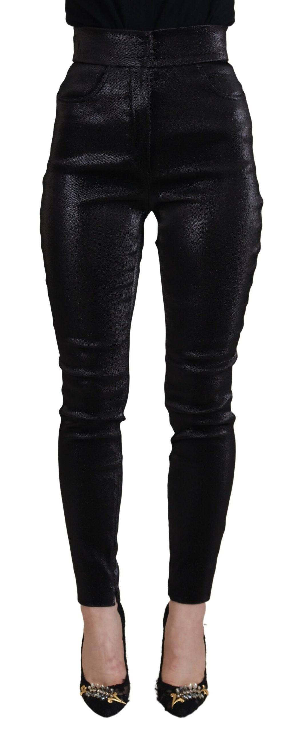 Jeans skinny en denim en coton lavé noir de Dolce & Gabbana, coupe ajustée et détails modernes.