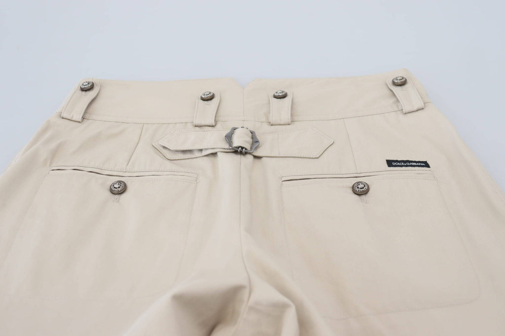 Pantalon cargo femme beige en coton de Dolce & Gabbana, coupe décontractée et détails pratiques.