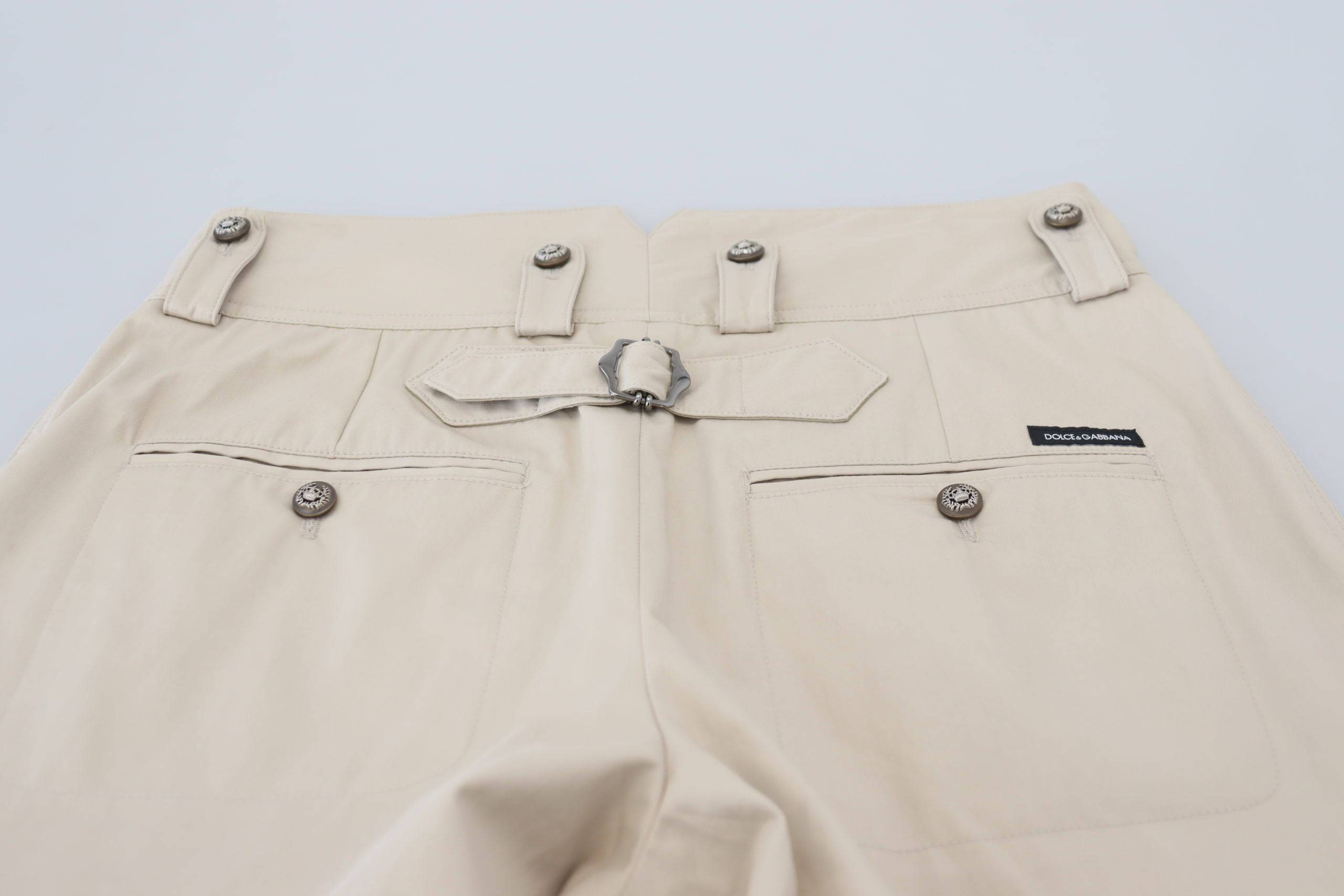 Pantalon cargo femme beige en coton de Dolce & Gabbana, coupe décontractée et détails pratiques.