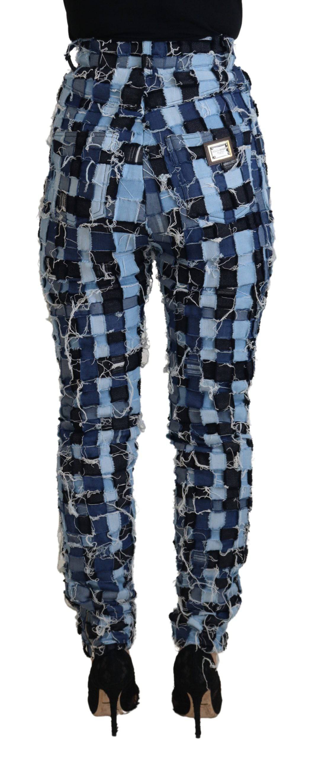 Jeans en denim en patchwork multicolore de Dolce & Gabbana, coton, avec détails colorés et style tendance.