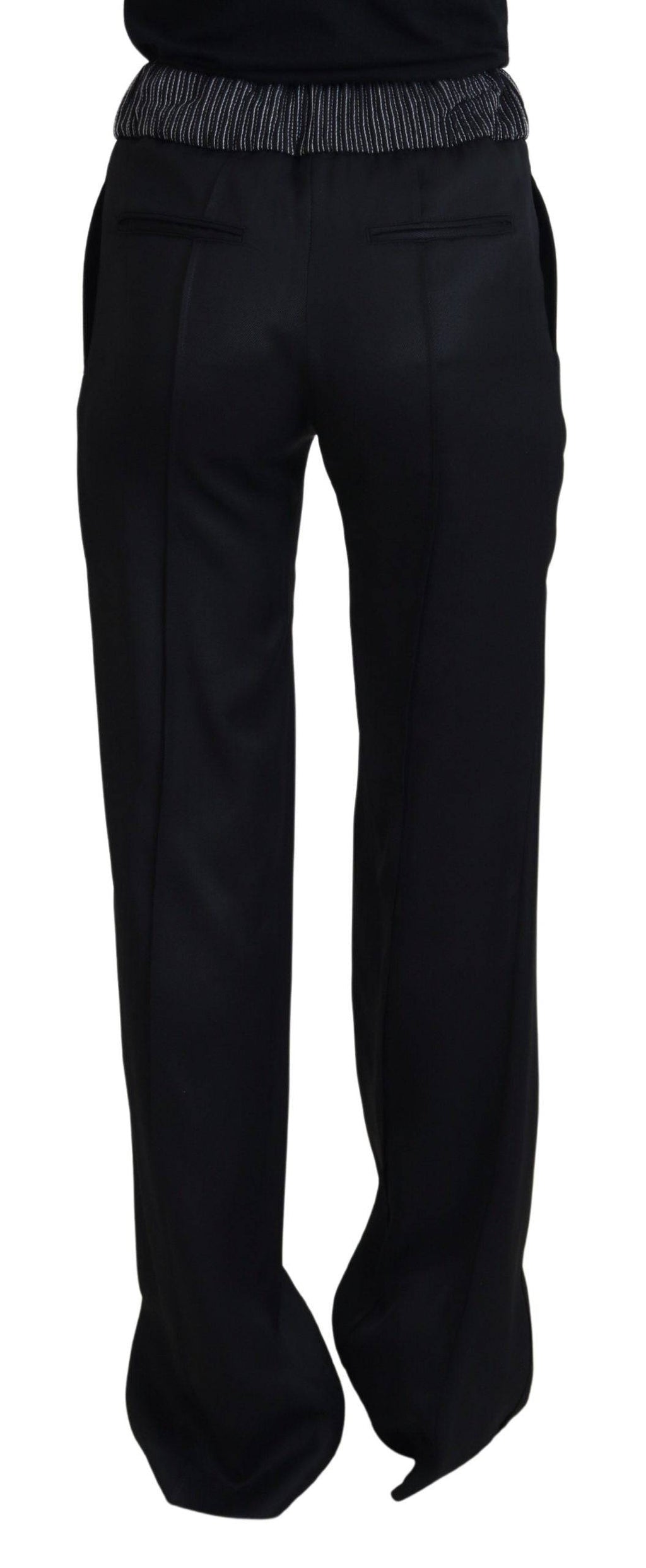 Pantalon droit en coton noir de Dolce & Gabbana, coupe classique, tissu doux et confortable, visible sur un mannequin.