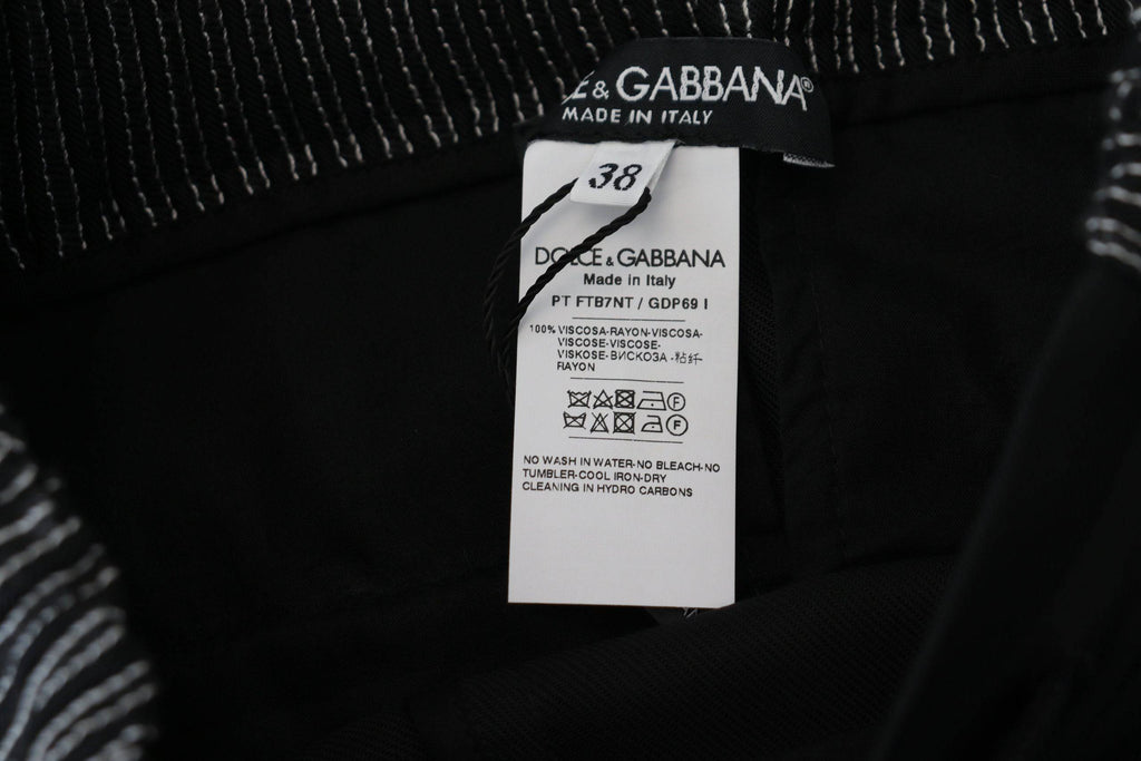 Pantalons droits en coton noir de Dolce & Gabbana, style classique et élégance pour homme.