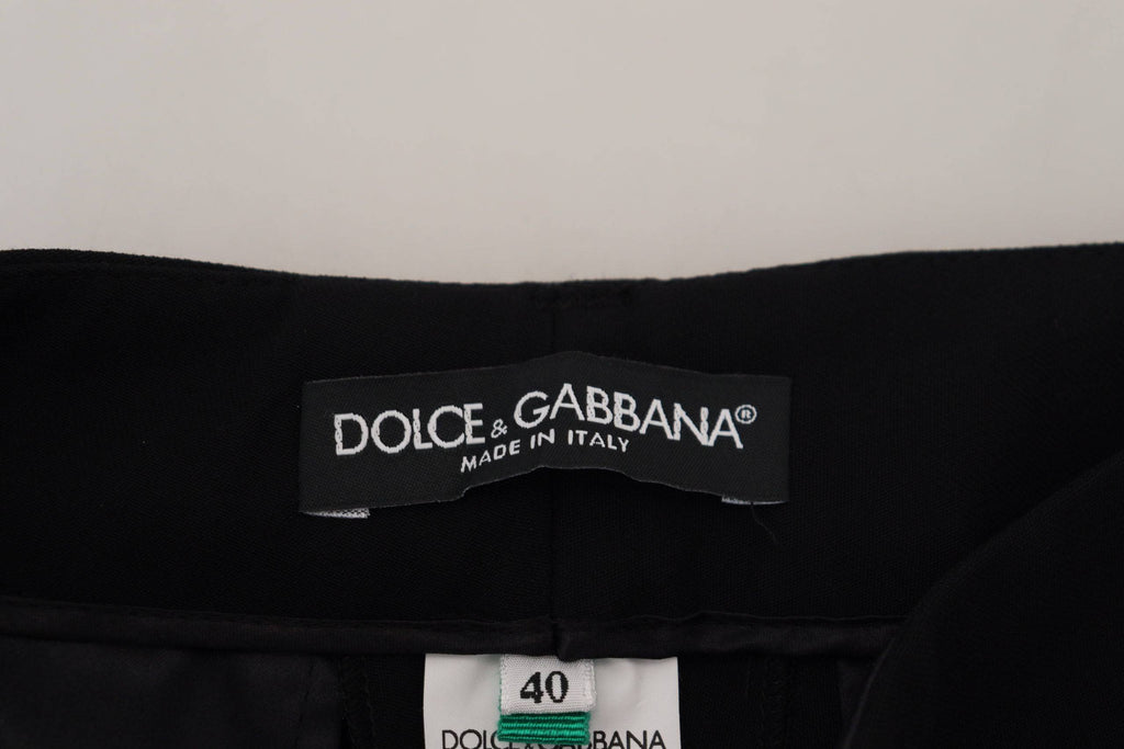 Pantalon en laine noir pour femmes Dolce & Gabbana, coupe tapered, vue de face sur un fond neutre.