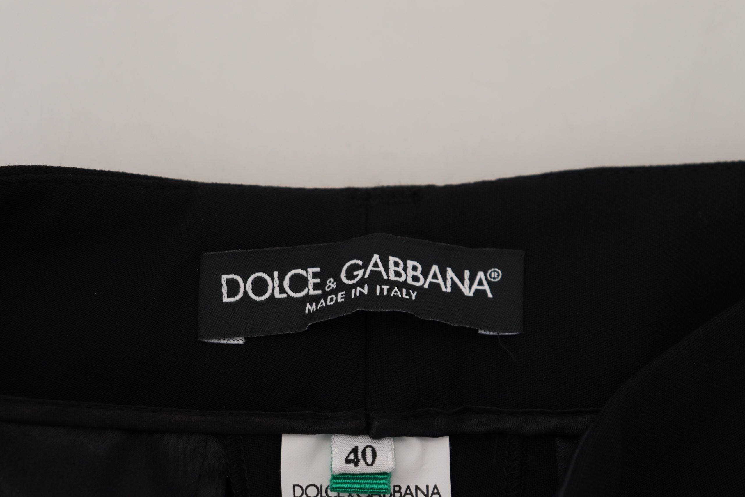 Pantalon en laine noir pour femmes Dolce & Gabbana, coupe tapered, vue de face sur un fond neutre.