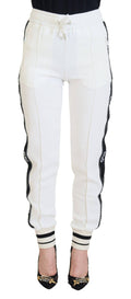 Pantalon de survêtement blanc Dolce & Gabbana DG Logo avec logo noir, élégant et confortable pour un look décontracté.