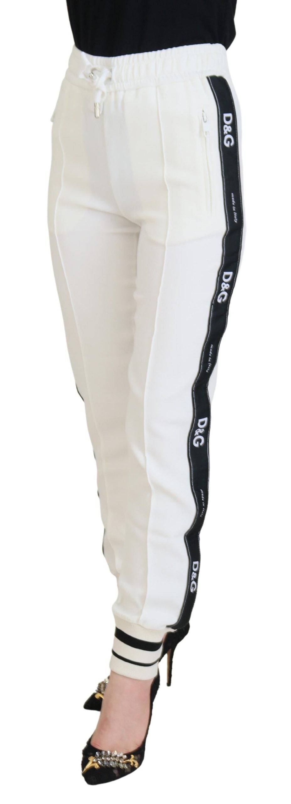 Pantalon de survêtement blanc Dolce & Gabbana DG Logo avec logo Dolce & Gabbana visible sur le devant.