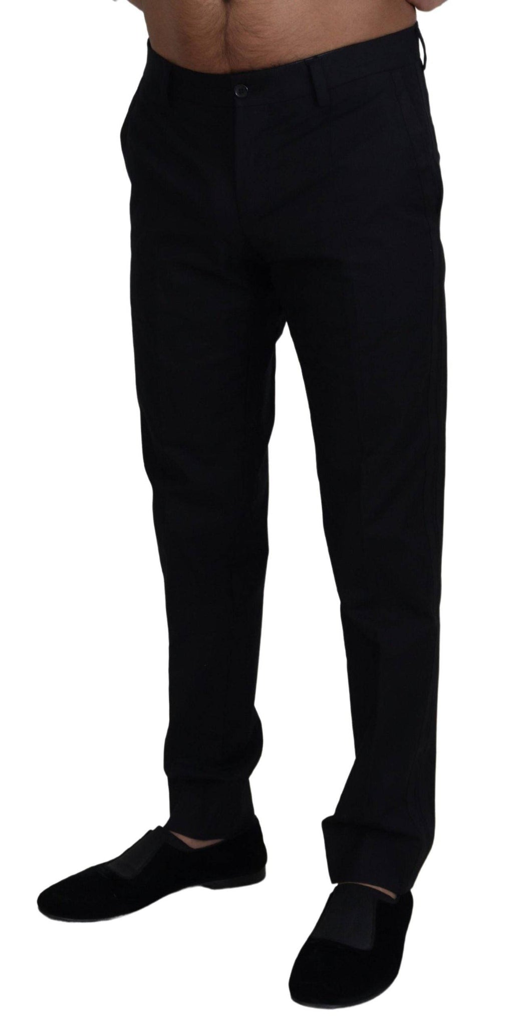 Pantalon chino noir en coton formel de Dolce & Gabbana, style élégant pour homme.
