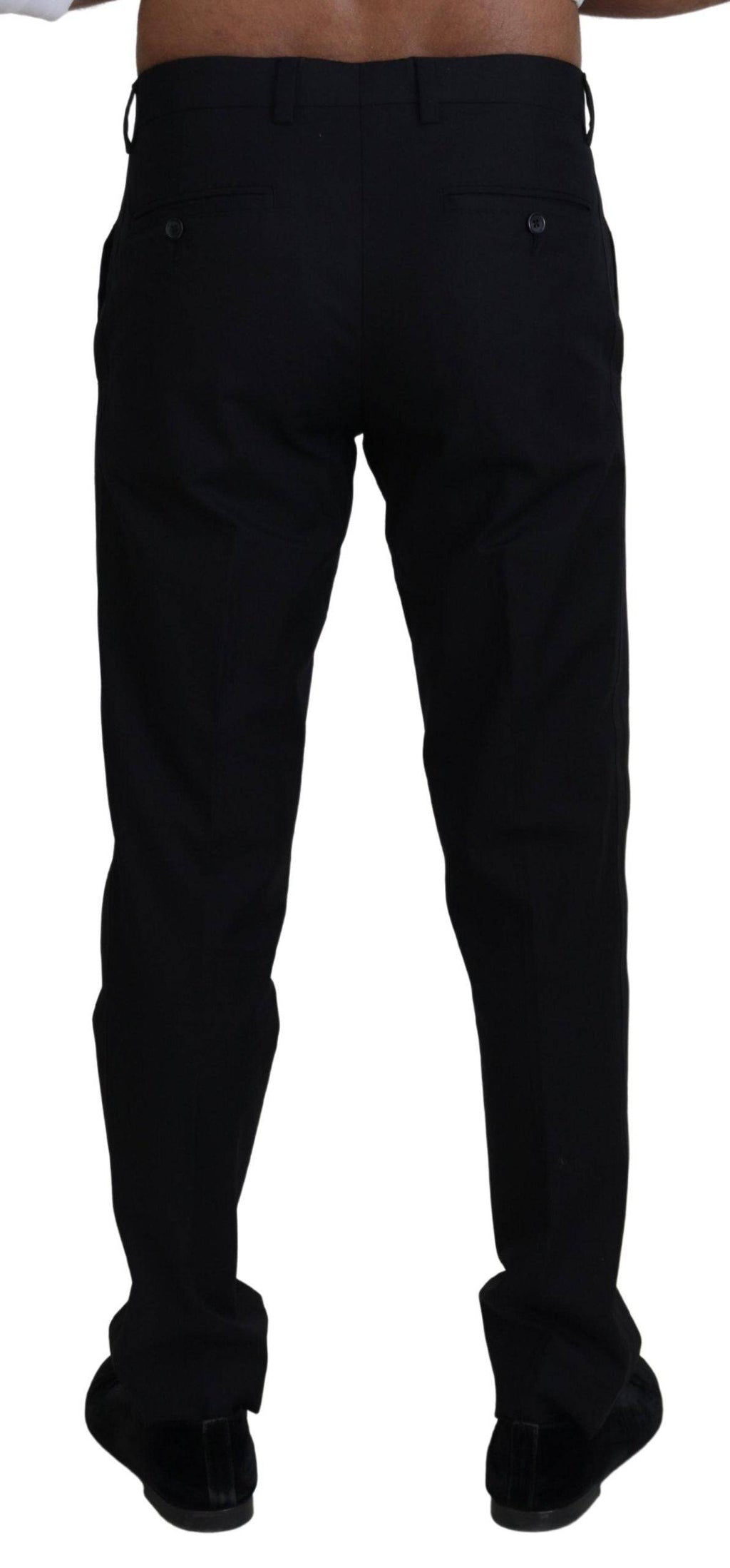 Pantalon chino noir en coton formel de Dolce & Gabbana, élégance masculine, vue de devant.