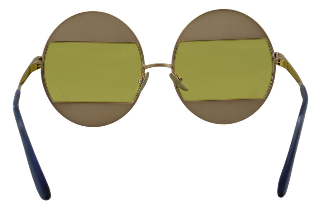 Lunettes de soleil Dolce & Gabbana DG2209B avec monture ovale en métal doré et cristaux, vue de face.