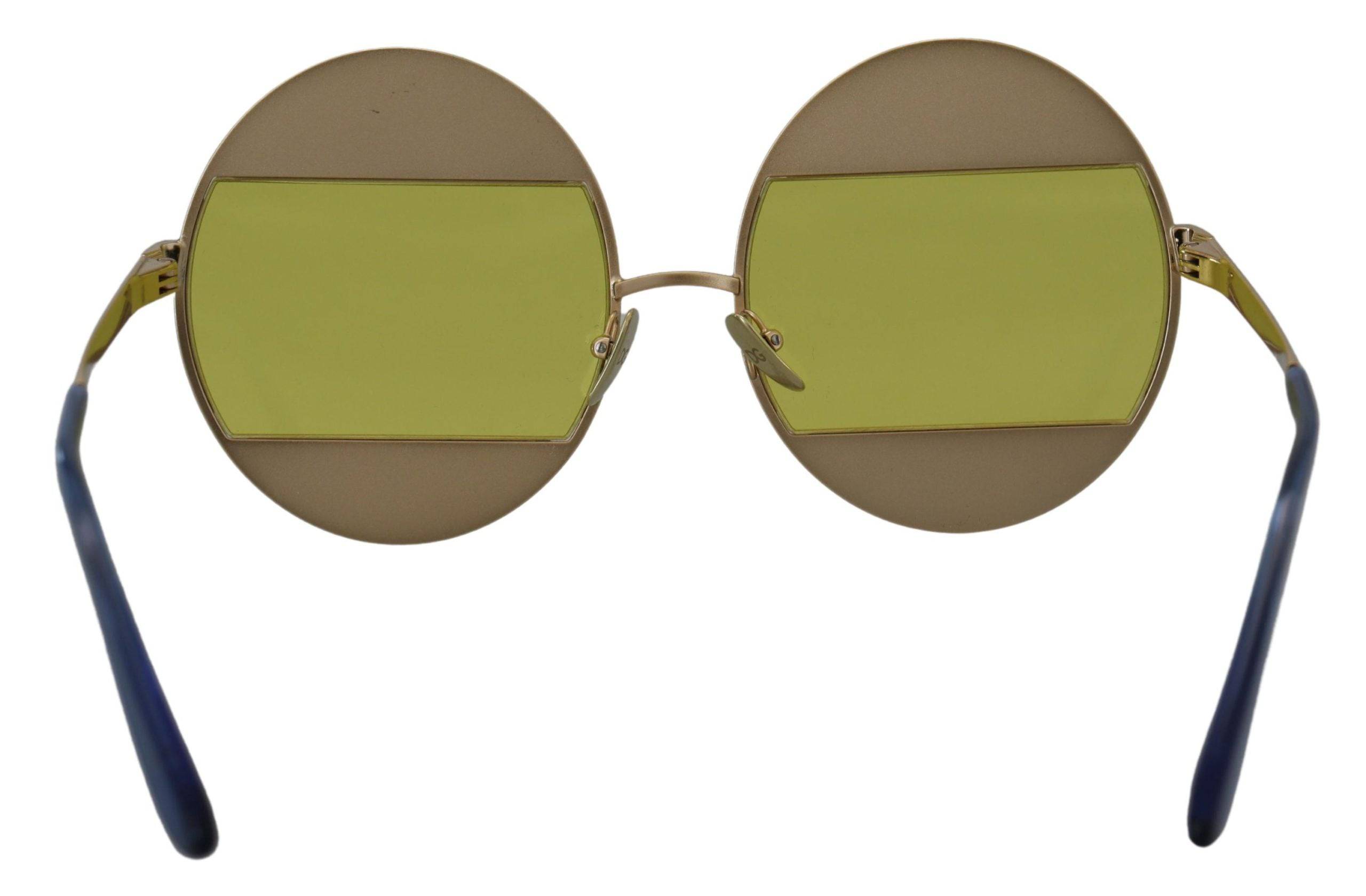 Lunettes de soleil Dolce & Gabbana DG2209B avec monture ovale en métal doré et cristaux, vue de face.