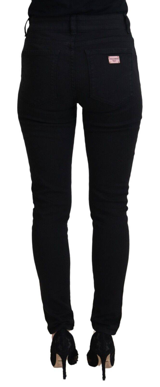 Jeans en coton noir à taille haute de Dolce & Gabbana, style décontracté en denim avec coupe moderne.