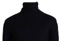 Pull-over homme Dolce & Gabbana en mohair noir et or avec col roulé, douceur et élégance visibles.