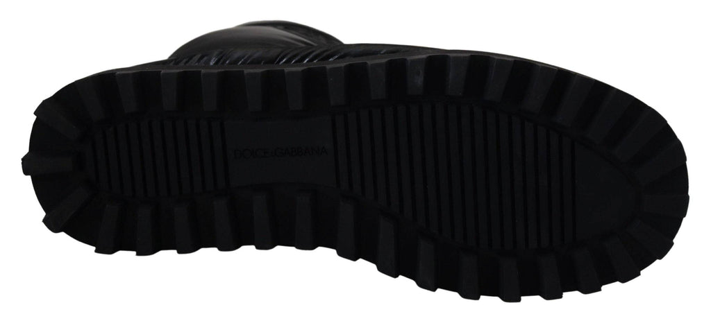 Bottes noires Dolce & Gabbana, bottines rembourrées mi-mollet pour l'hiver, chaussure élégante et chaude pour femmes.