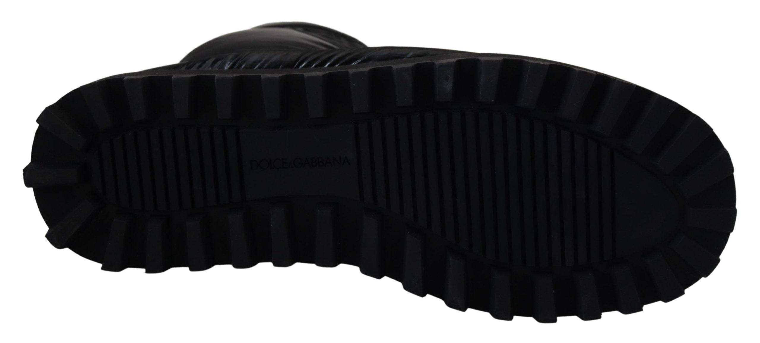 Bottes noires Dolce & Gabbana, bottines rembourrées mi-mollet pour l'hiver, chaussure élégante et chaude pour femmes.