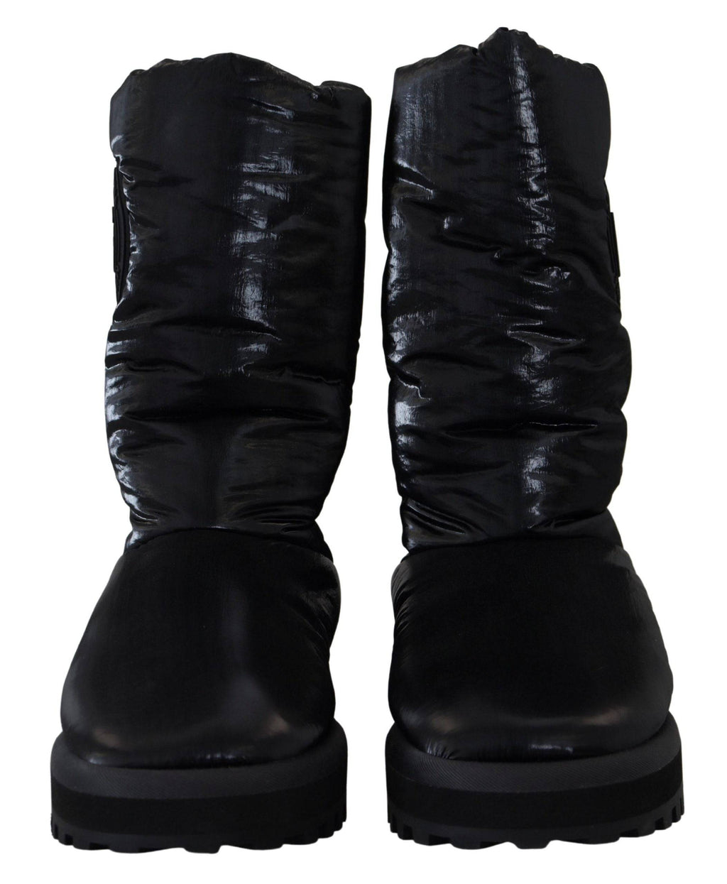 Bottes noires Dolce & Gabbana à rembourrage, mi-mollet, parfaites pour l'hiver, chaussures élégantes et chaudes.