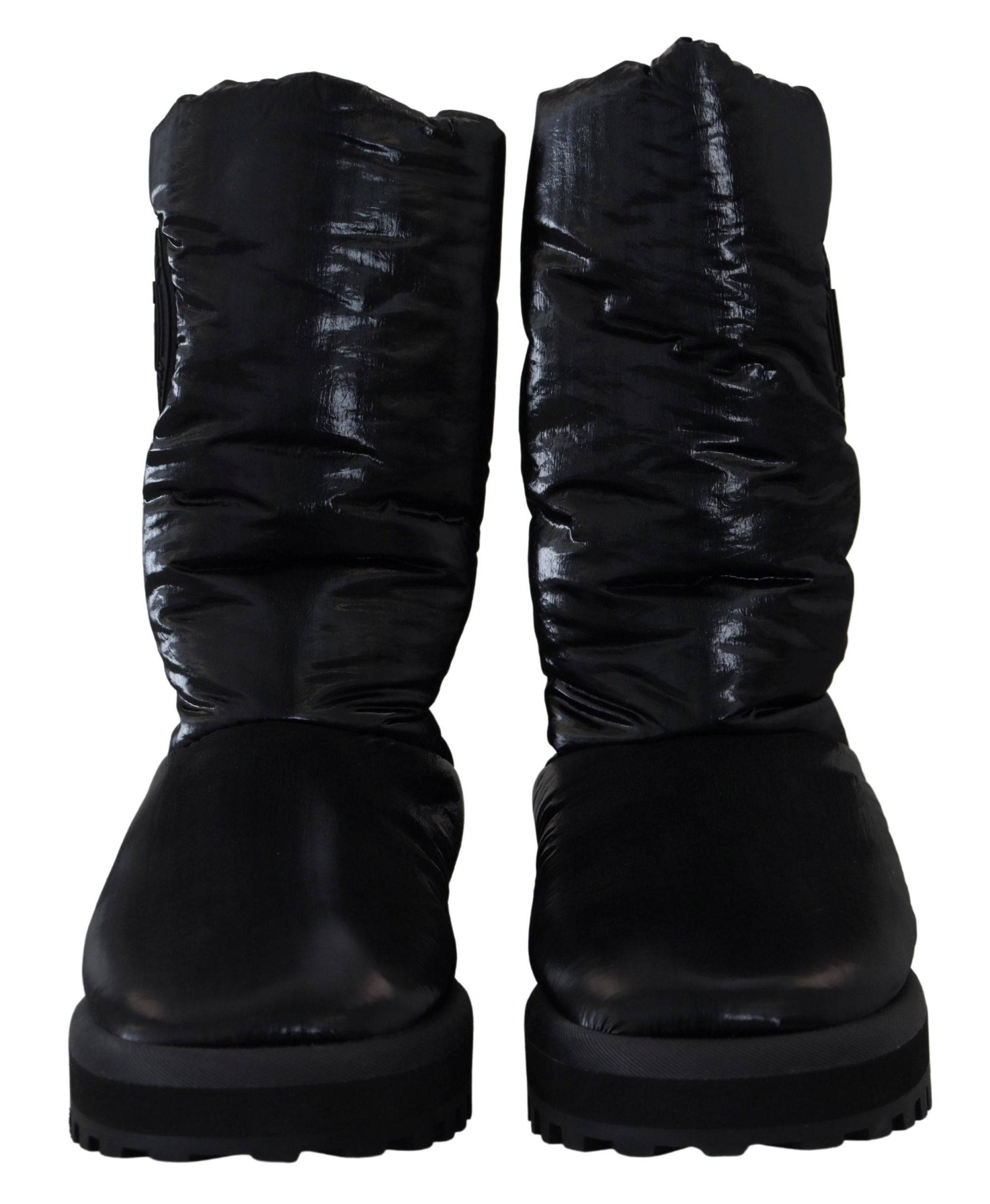 Bottes noires Dolce & Gabbana à rembourrage, mi-mollet, parfaites pour l'hiver, chaussures élégantes et chaudes.