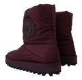 Bottes mi-montantes en nylon bordeaux rembourrées de Dolce & Gabbana, style élégant et moderne pour femmes.