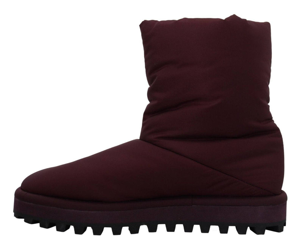 Bottes mi-montantes en nylon Bordeaux de Dolce & Gabbana, rembourrées, style élégant et moderne.