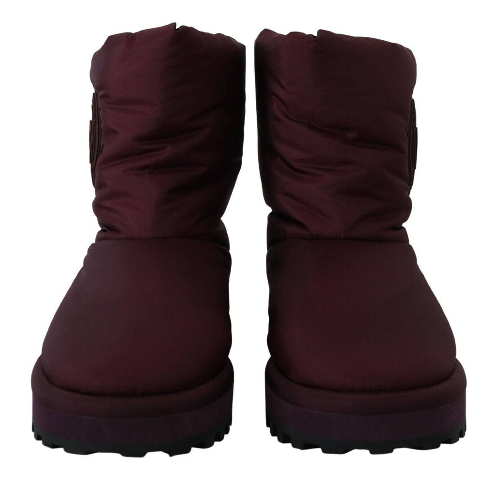 Bottes mi-mollet en nylon Bordeaux de Dolce & Gabbana avec rembourrage, style élégant et confortable.