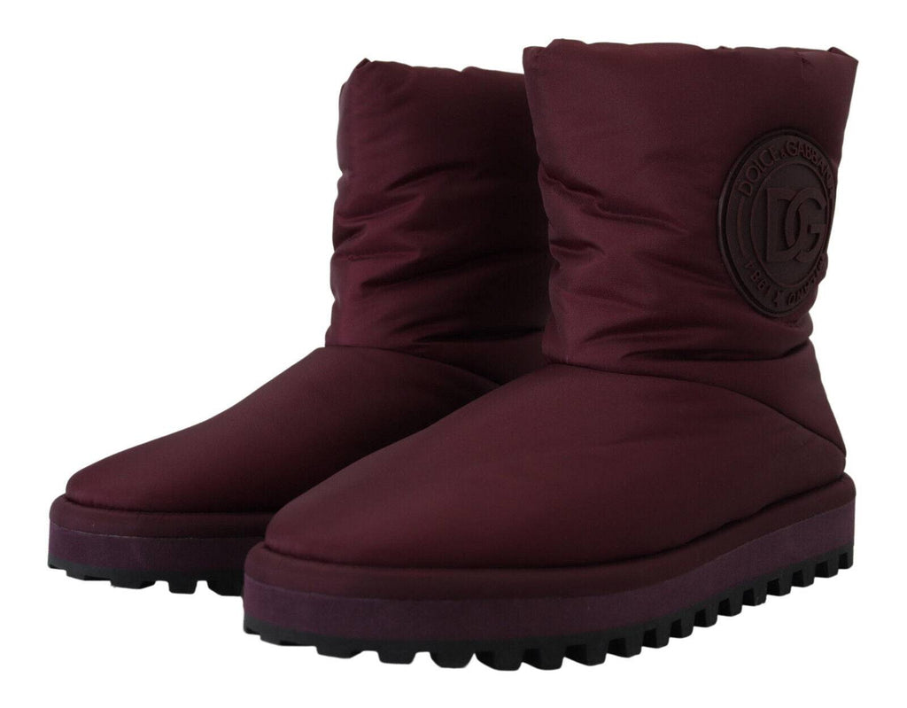 Bottes en nylon Bordeaux Dolce & Gabbana rembourrées, chaussures mi-mollet élégantes et modernes.