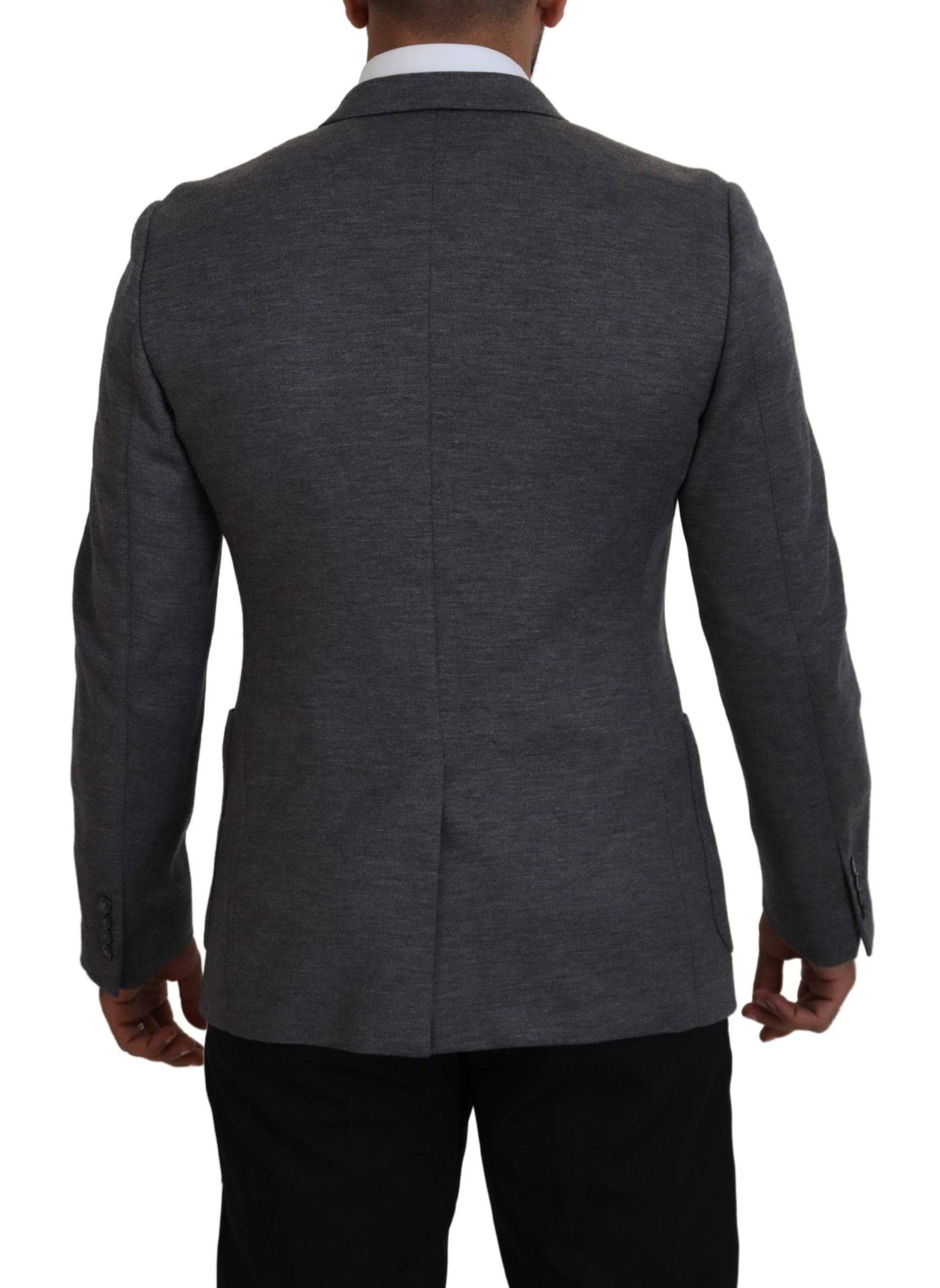 Veste blazer homme en laine gris stretch slim fit de Dolce & Gabbana, élégante et moderne.