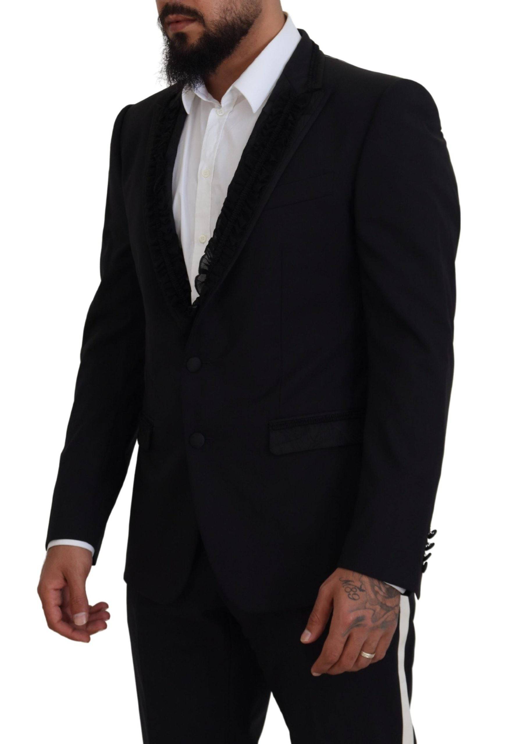 Veste blazer noire Dolce & Gabbana Martini Slim Fit, élégante et ajustée, avec détails sophistiqués et couture soignée.