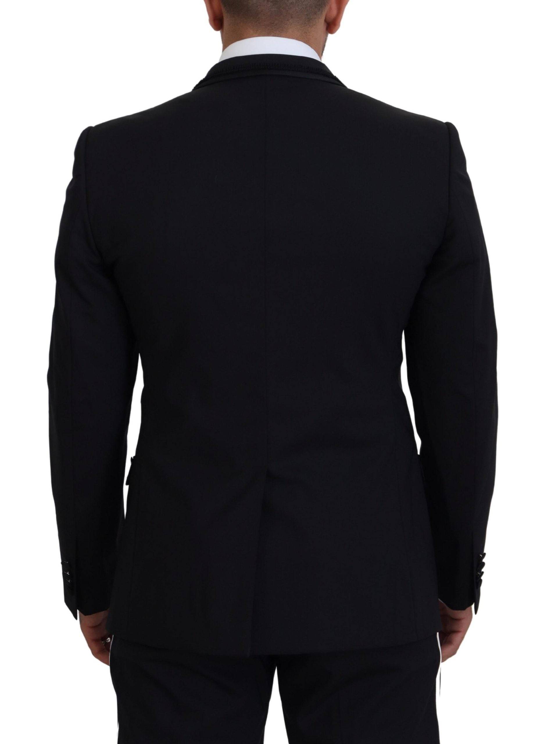 Veste blazer noire Dolce & Gabbana Martini Slim Fit avec col en revers et boutons, modèle élégant pour homme.