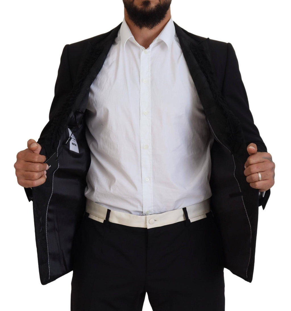 Veste blazer noire Dolce & Gabbana Martini Slim Fit avec coupe ajustée et détails élégants, idéale pour un style sophistiqué.