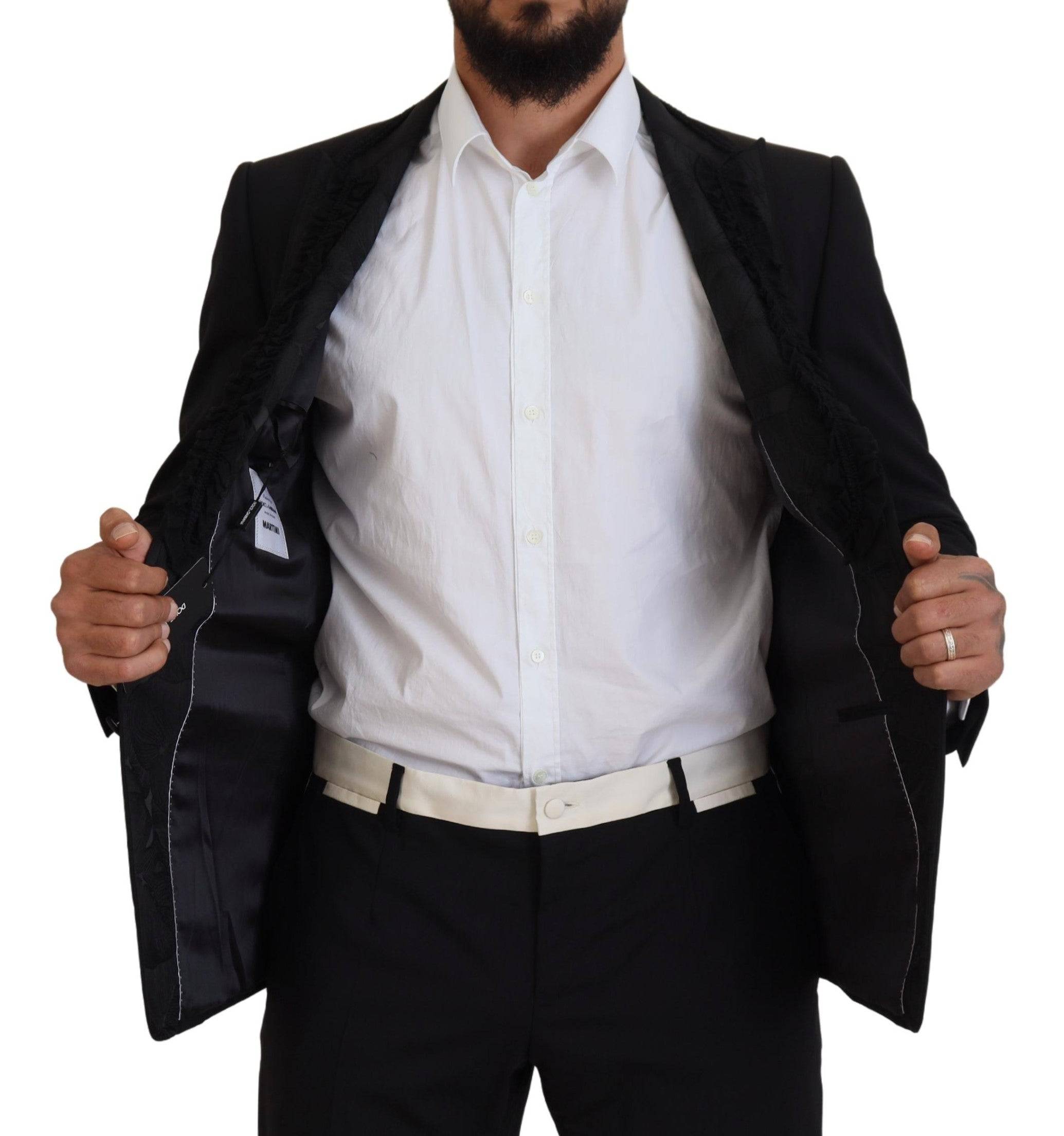 Veste blazer noire Dolce & Gabbana Martini Slim Fit avec coupe ajustée et détails élégants, idéale pour un style sophistiqué.