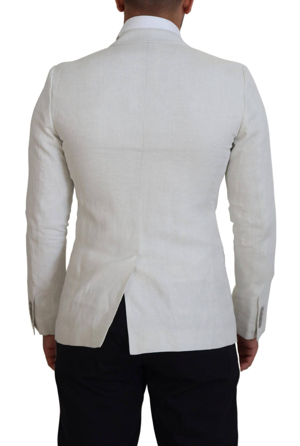 Veste blazer blanche en lin Dolce & Gabbana, coupe slim fit, détails élégants et tissu léger pour un look sophistiqué.