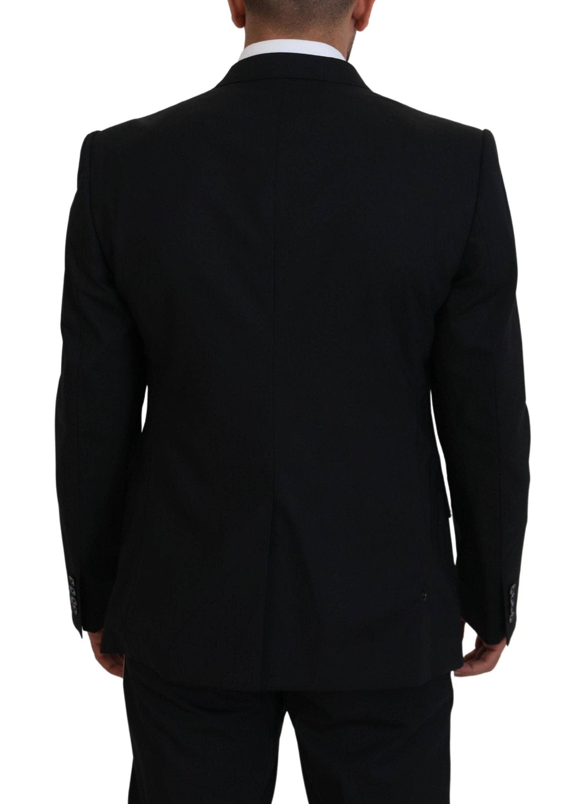 Veste blazer noire en laine extensible Dolce & Gabbana, coupe slim fit élégante et moderne pour homme.