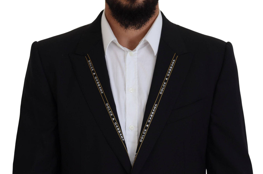 Veste blazer en laine noire Dolce & Gabbana, coupe slim, ajustée et élégante, pour homme.