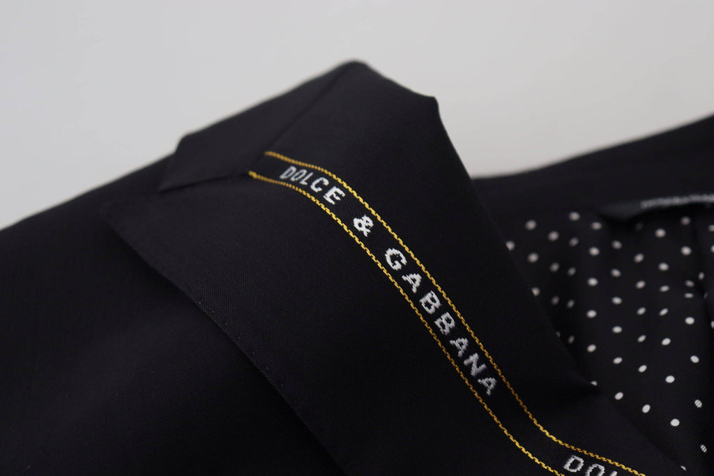 Veste blazer noire en laine stretch Dolce & Gabbana, coupe slim fit, élégante et sophistiquée pour homme.