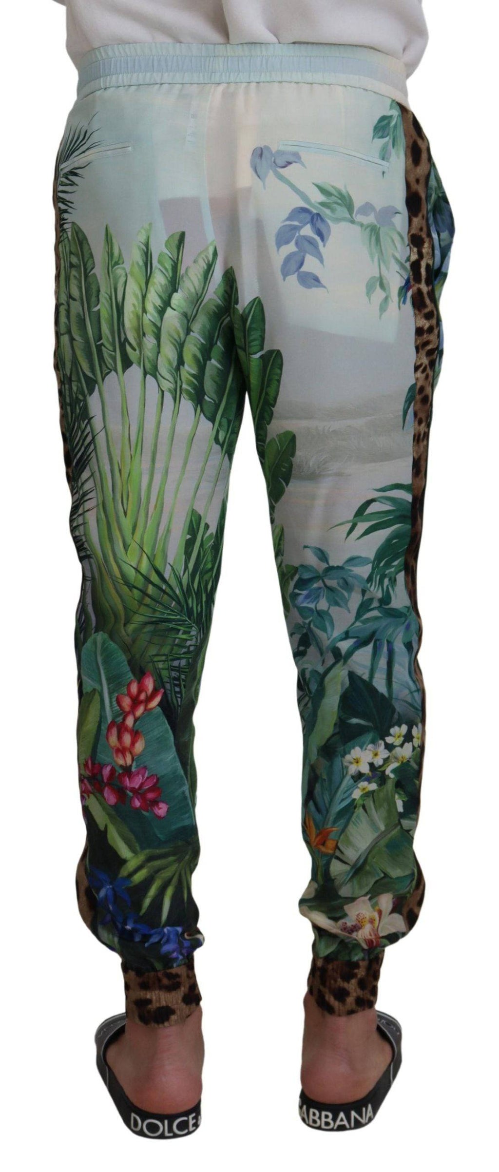 Pantalons jogger pour homme Dolce & Gabbana blanc avec imprimé floral, tissu confortable, style décontracté et tendance.