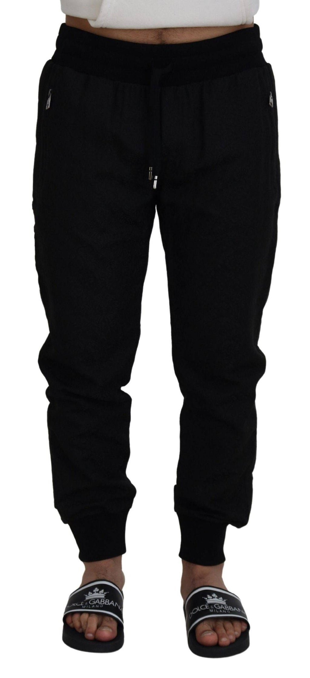 Pantalons joggers décontractés noirs pour homme de Dolce & Gabbana, style casual, tissu confortable et coupe moderne.
