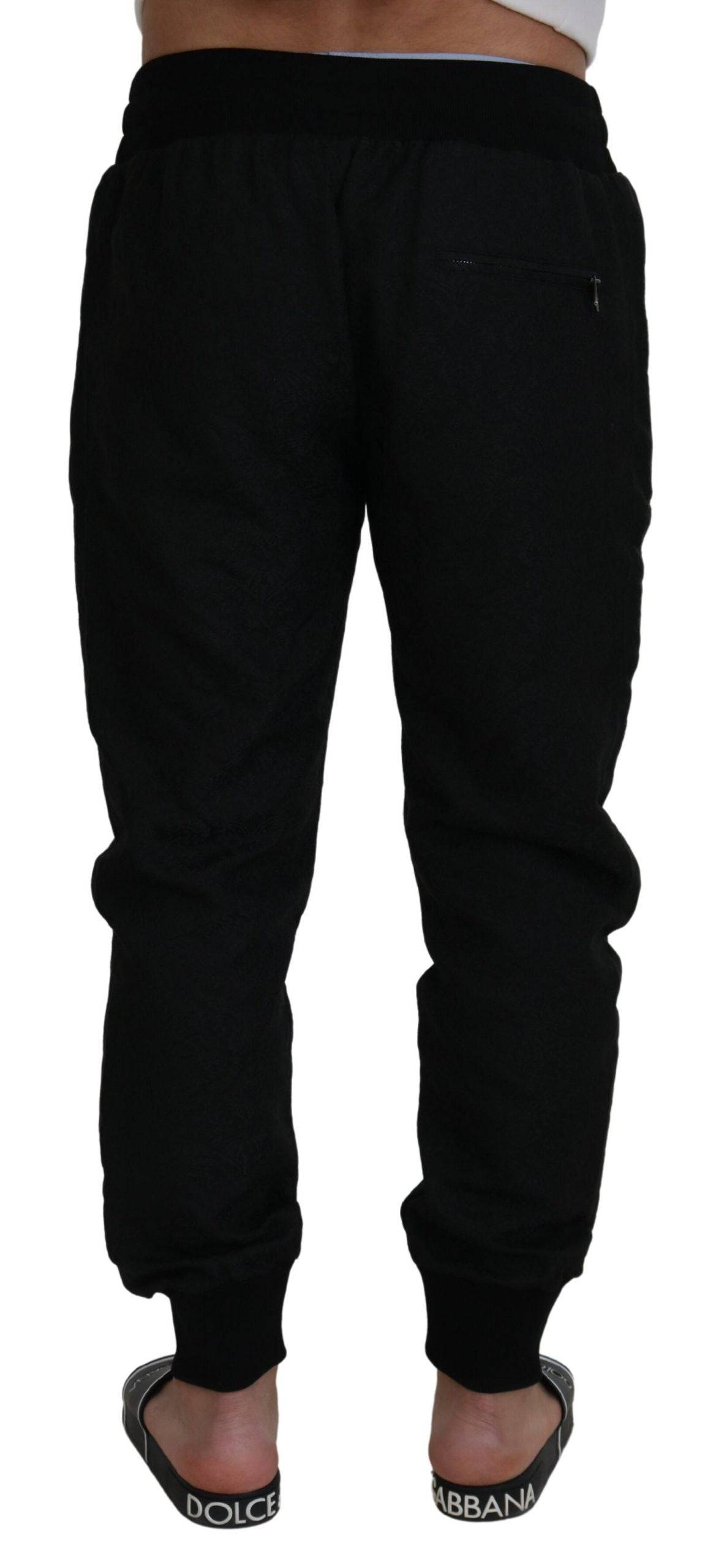 Pantalons jogger décontractés noirs pour hommes de Dolce & Gabbana, style casual, en tissu confortable.
