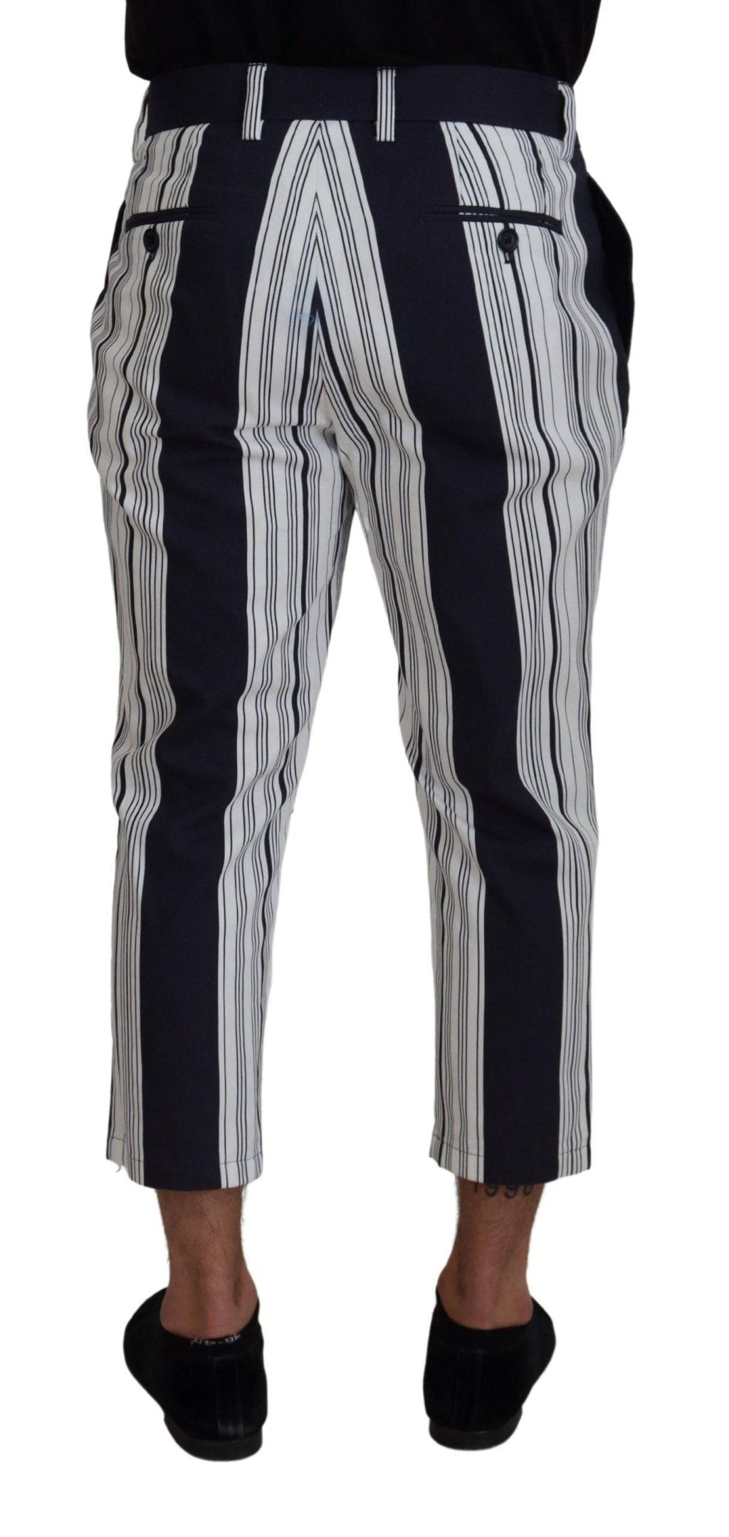 Pantalons courts en coton blanc à rayures Dolce & Gabbana, style décontracté et élégant pour femme.