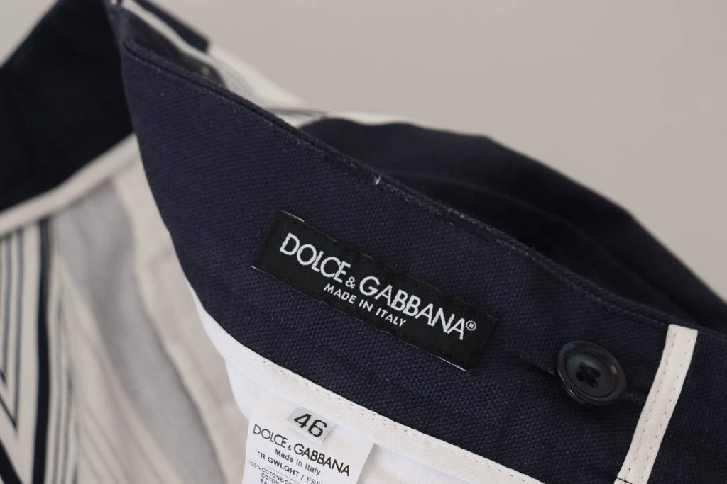 Pantalons cropped en coton blanc à rayures de Dolce & Gabbana, style décontracté et élégant, vue de face.