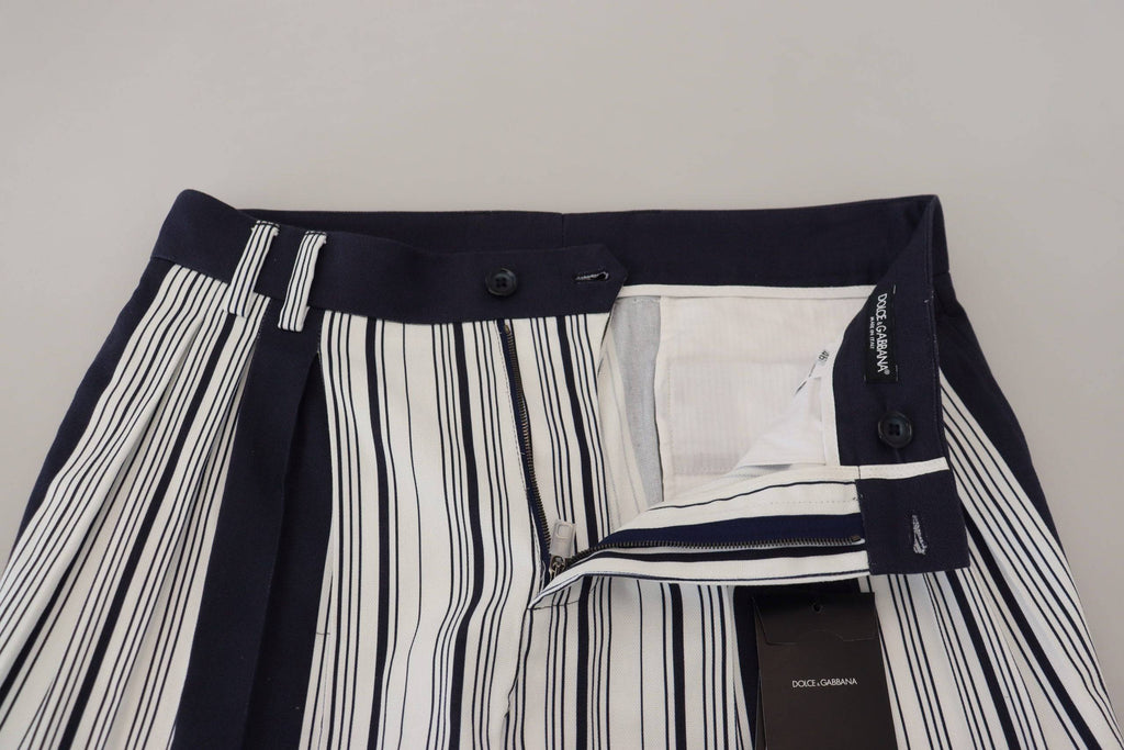 Pantalons cropés en coton blanc à rayures de Dolce & Gabbana, style élégant et tendance pour femmes.