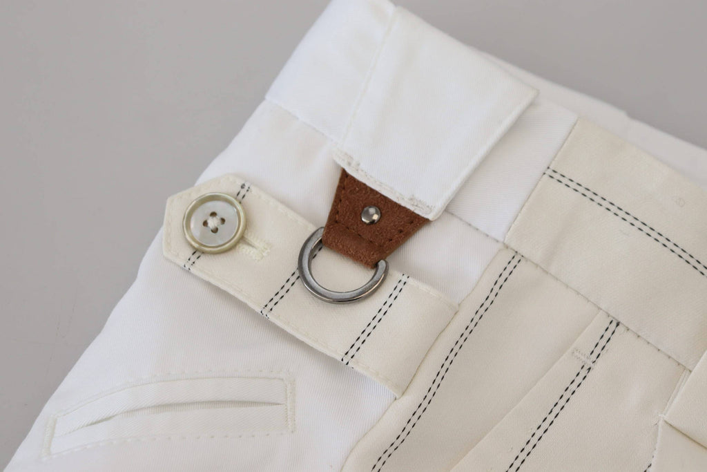 Pantalon formel blanc en coton à rayures de Dolce & Gabbana, style élégant et sophistiqué, vue de face.