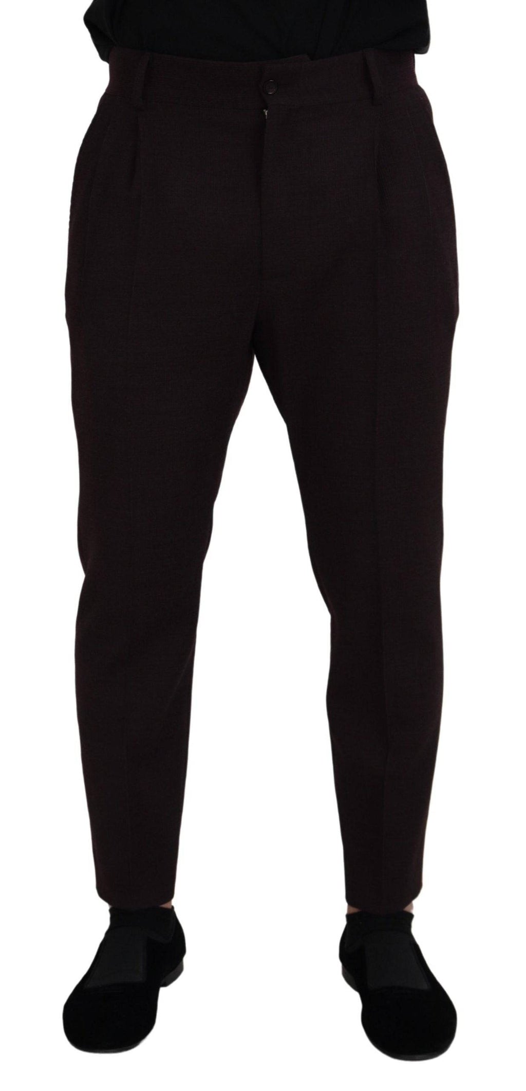 Pantalon chino pour homme Dolce & Gabbana en coton marron, coupe classique et détails sophistiqués.