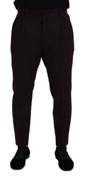 Pantalon chino pour homme Dolce & Gabbana en coton marron, coupe classique et détails sophistiqués.