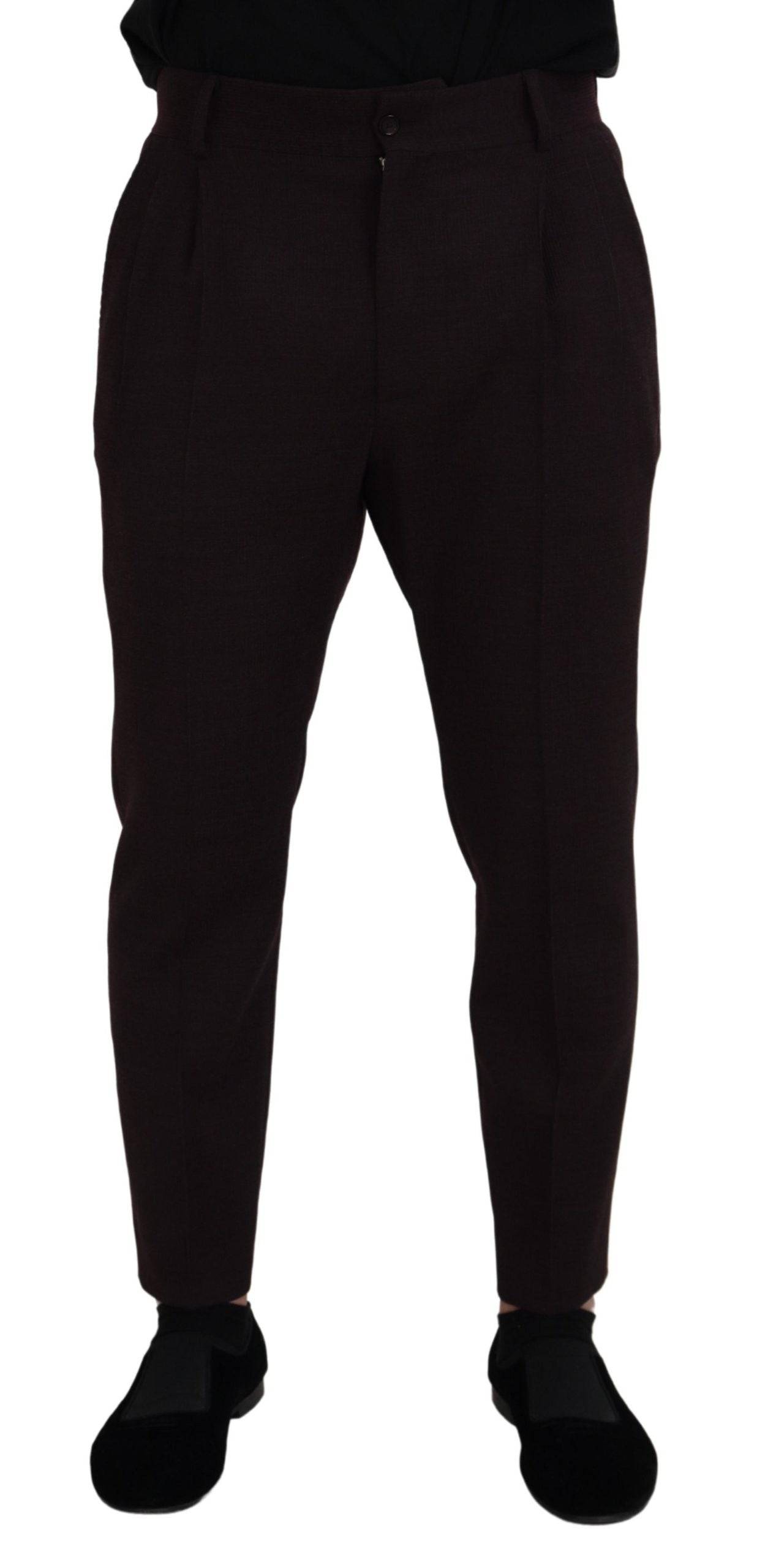 Pantalon chino pour homme Dolce & Gabbana en coton marron, coupe classique et détails sophistiqués.